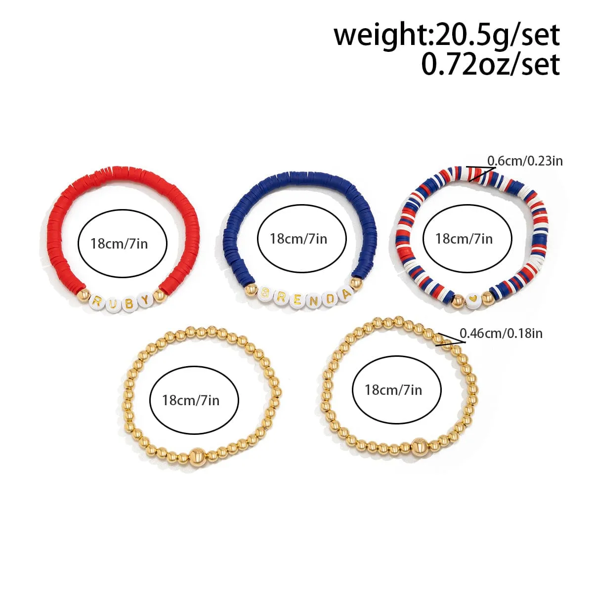 Chic Layered American Theme Star Charm Stackable Bracelet Set