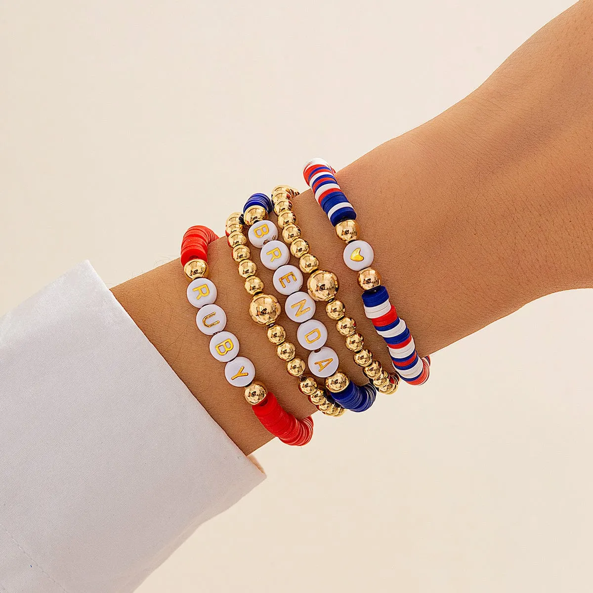 Chic Layered American Theme Star Charm Stackable Bracelet Set