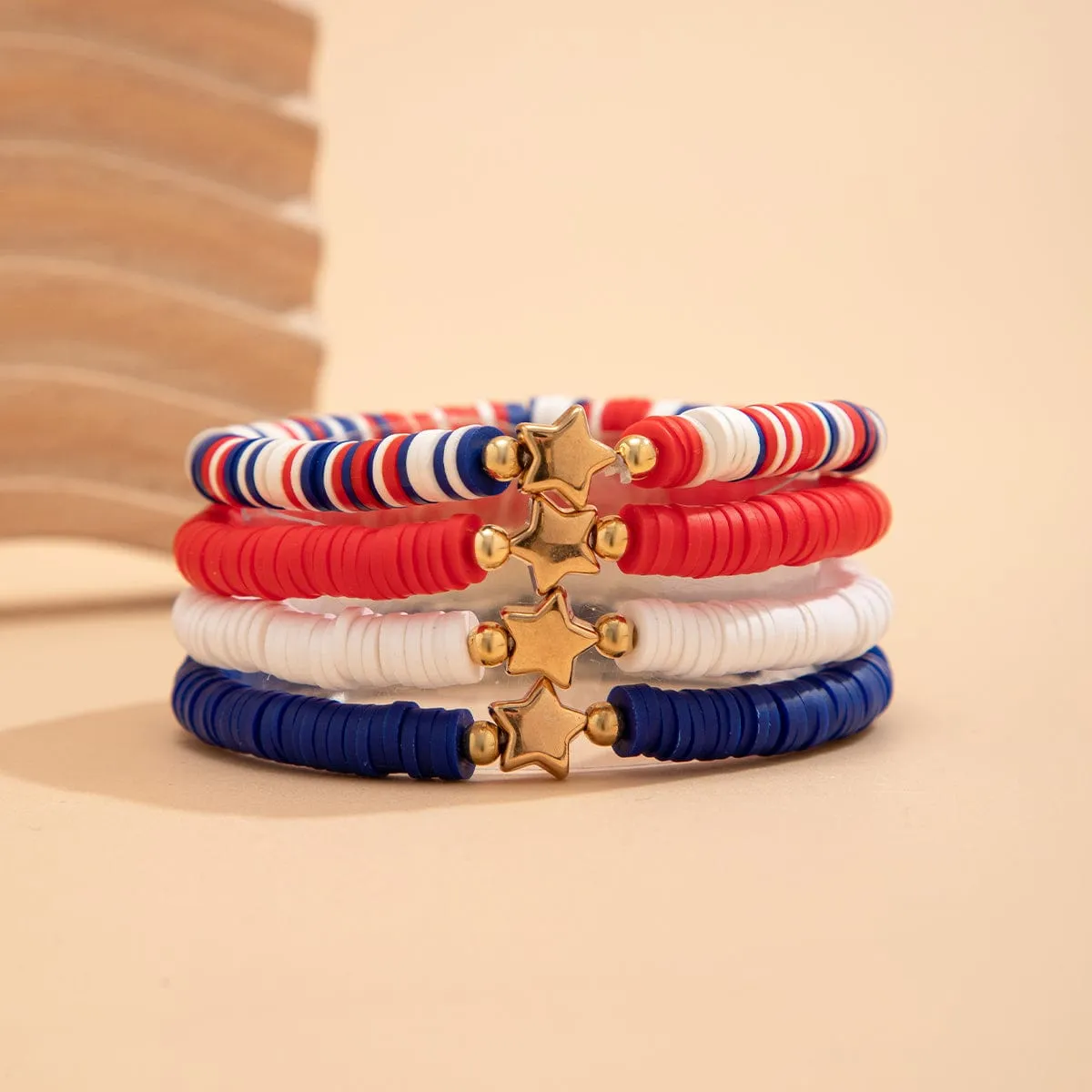 Chic Layered American Theme Star Charm Stackable Bracelet Set