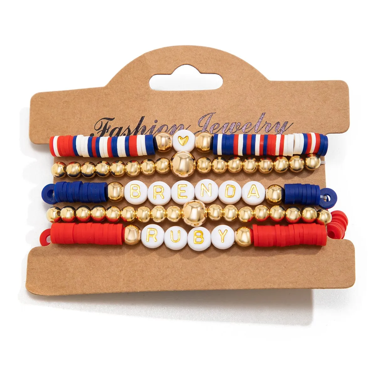 Chic Layered American Theme Star Charm Stackable Bracelet Set