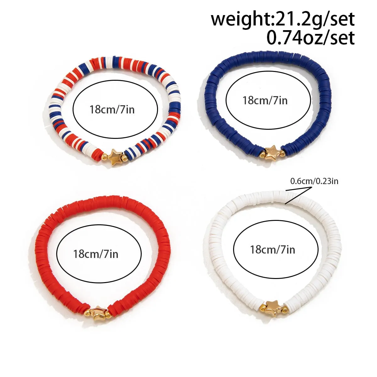 Chic Layered American Theme Star Charm Stackable Bracelet Set
