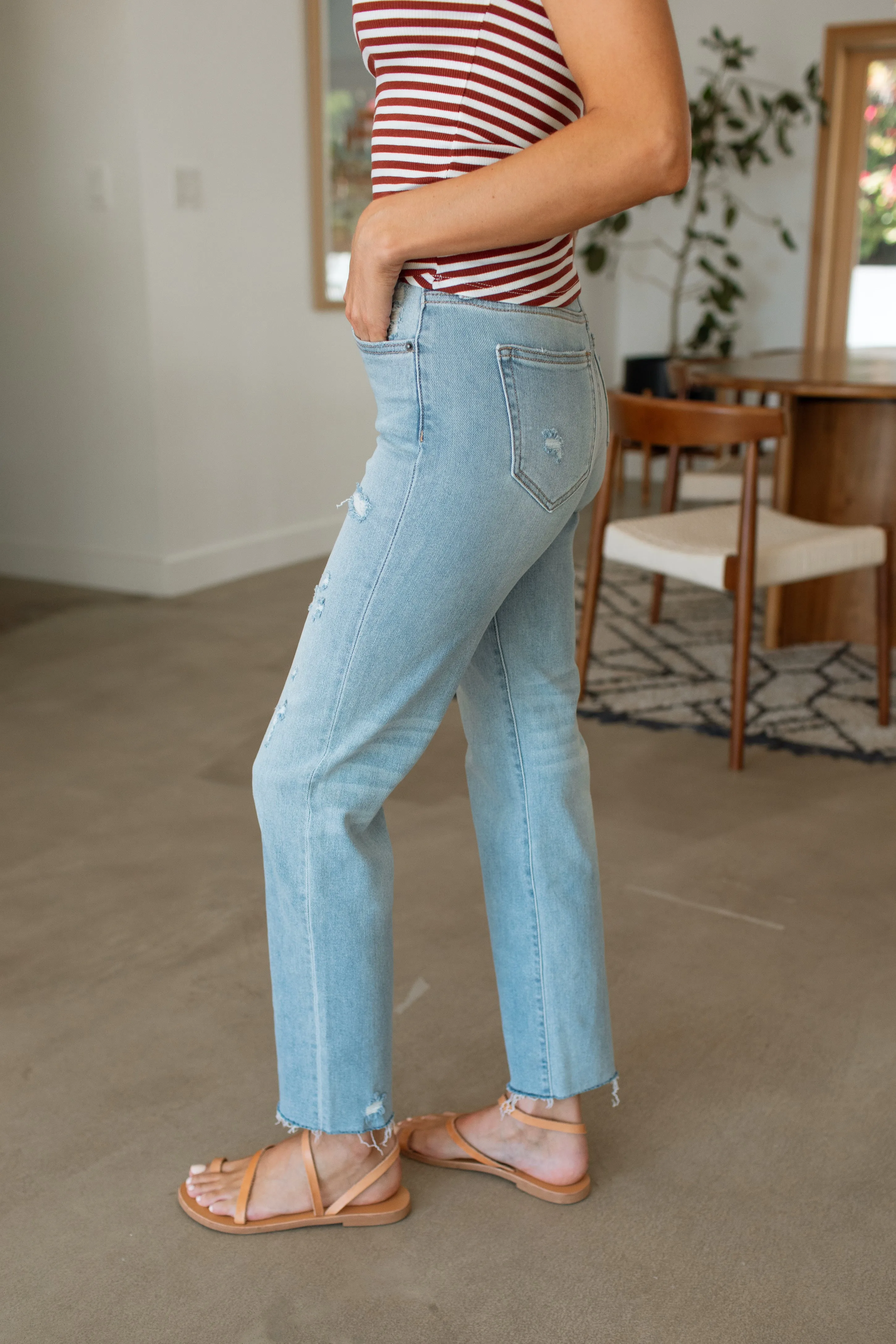 Chrissy Distressed Straight Leg Jeans