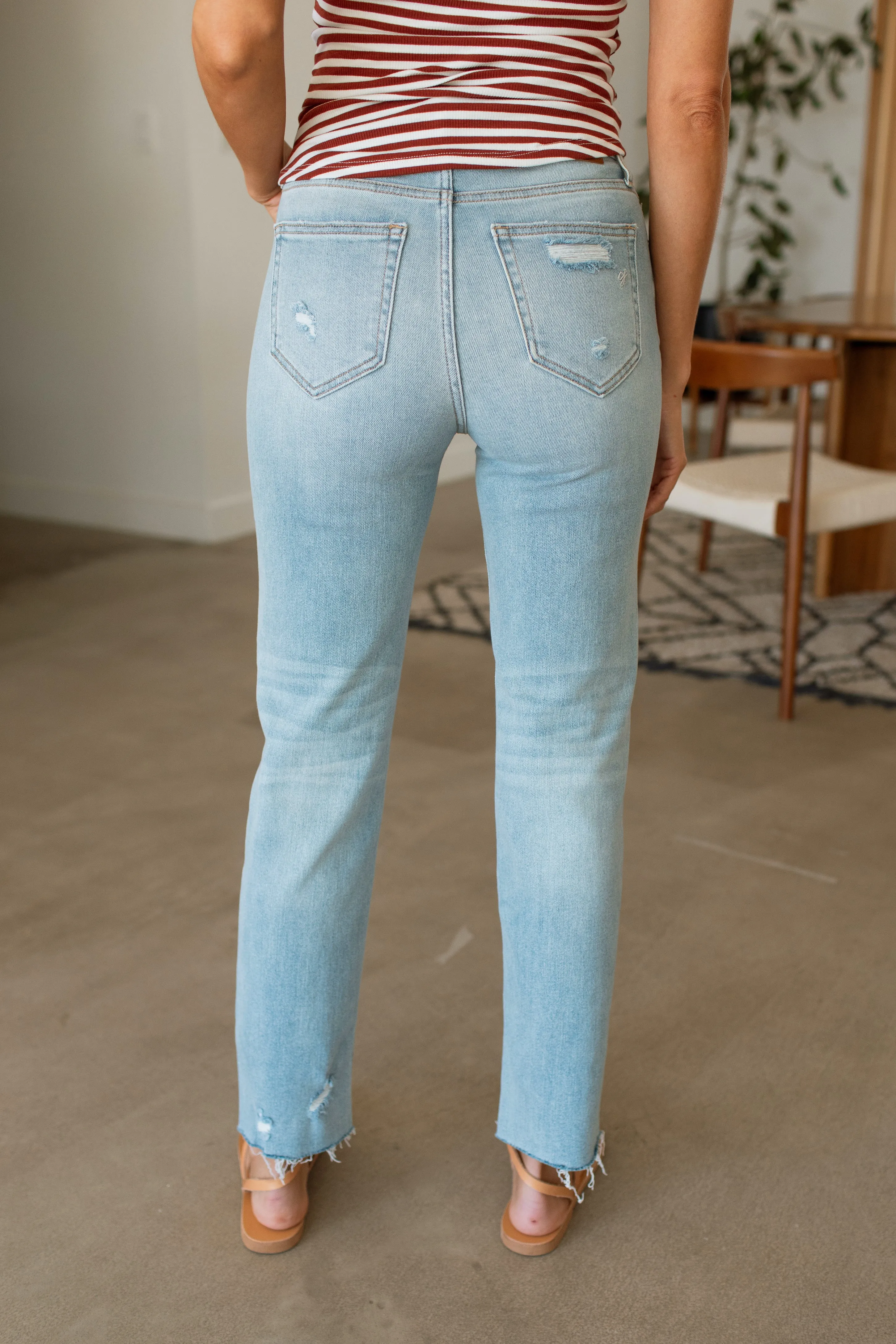 Chrissy Distressed Straight Leg Jeans