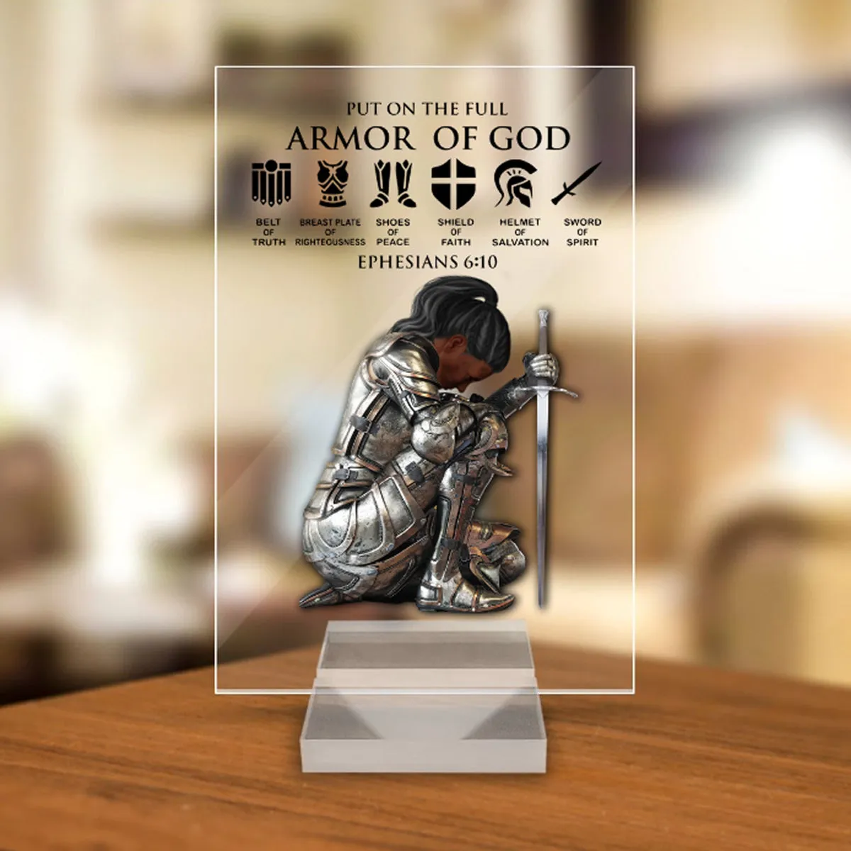 Christianartbag Night Light, Personalized Woman Warrior of God Put On The Full Armor of God Ephesians 6-10, Personalized Night Light, Christian Gift, CABNL03231023
