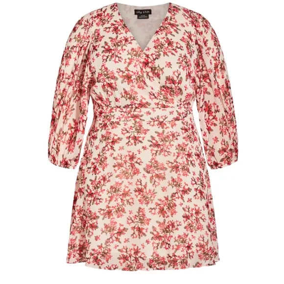 City Chic Pretty Jasmine Dress In Ivory Jasmine Size 22