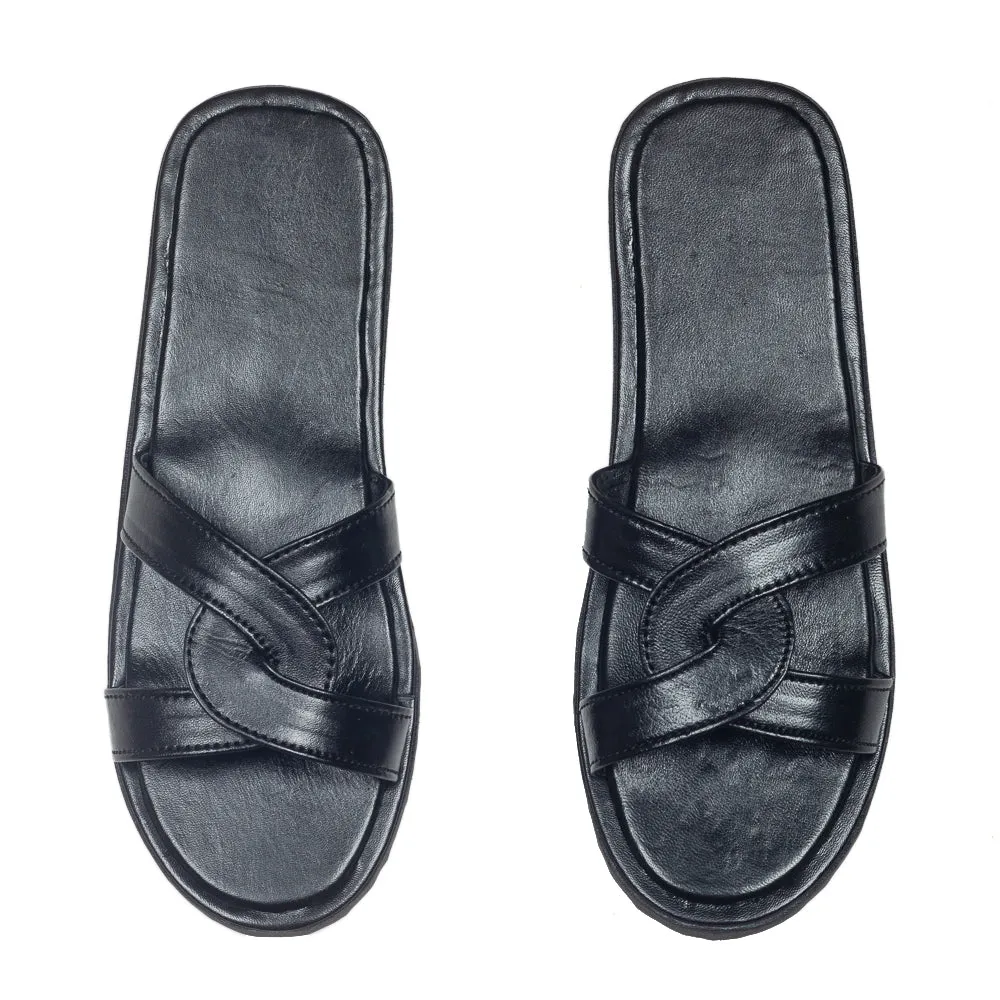 Cleopatra Leather Domani Slippers (Black)
