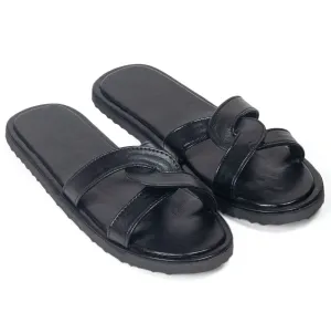 Cleopatra Leather Domani Slippers (Black)