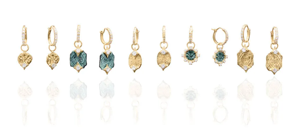 COIN ARTIFACT HUGGIE HOOP DROP EARRINGS