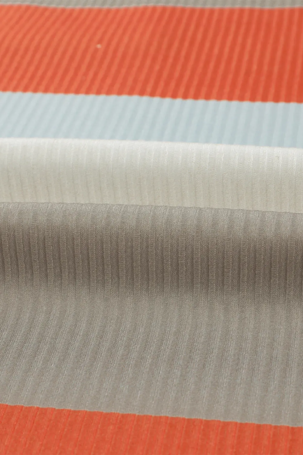 Color Block Ribbed Long Sleeve Top with Pocket