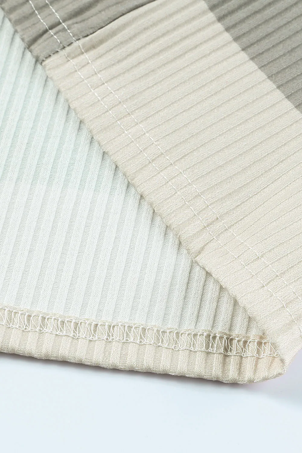 Color Block Ribbed Long Sleeve Top with Pocket