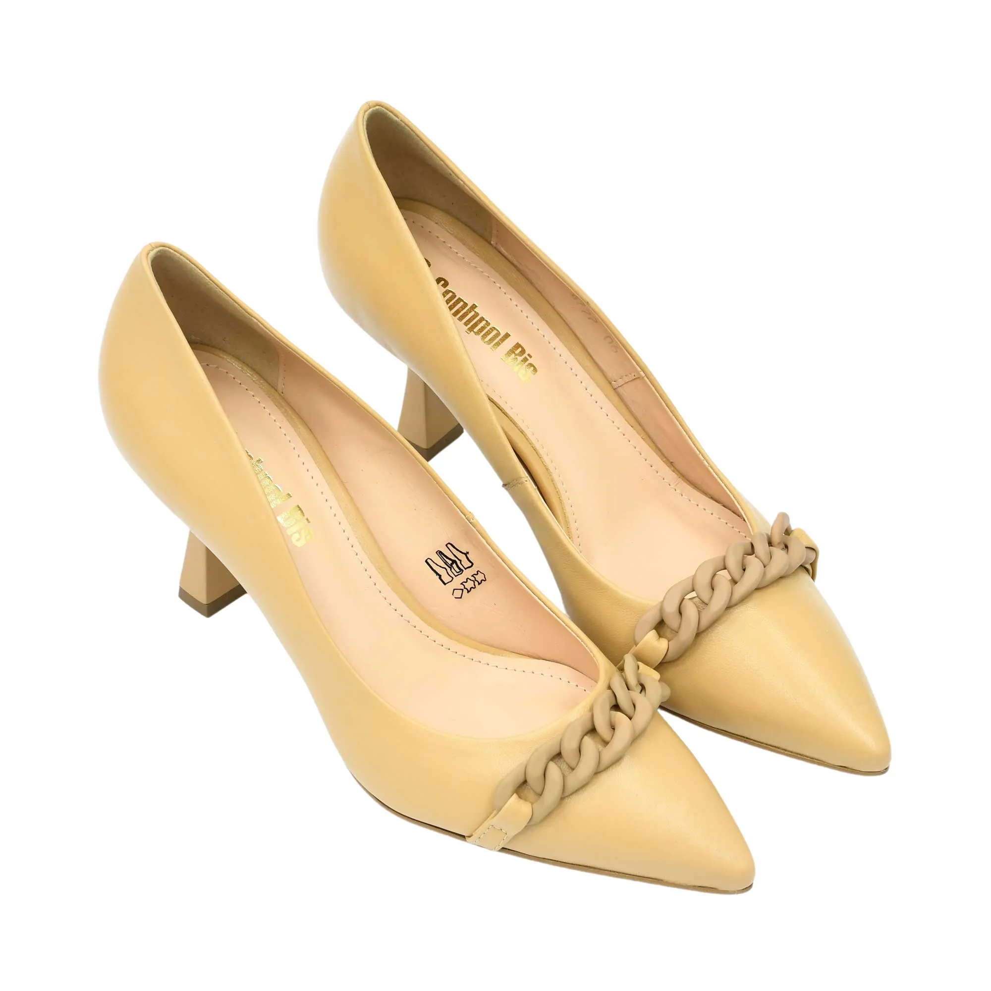 Conhpol Women's Beige Shoes With Heels