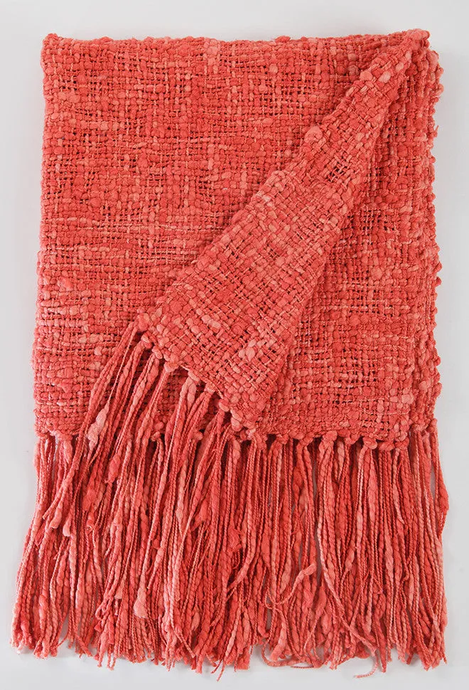Coral Rustic Cotton Throw Blanket