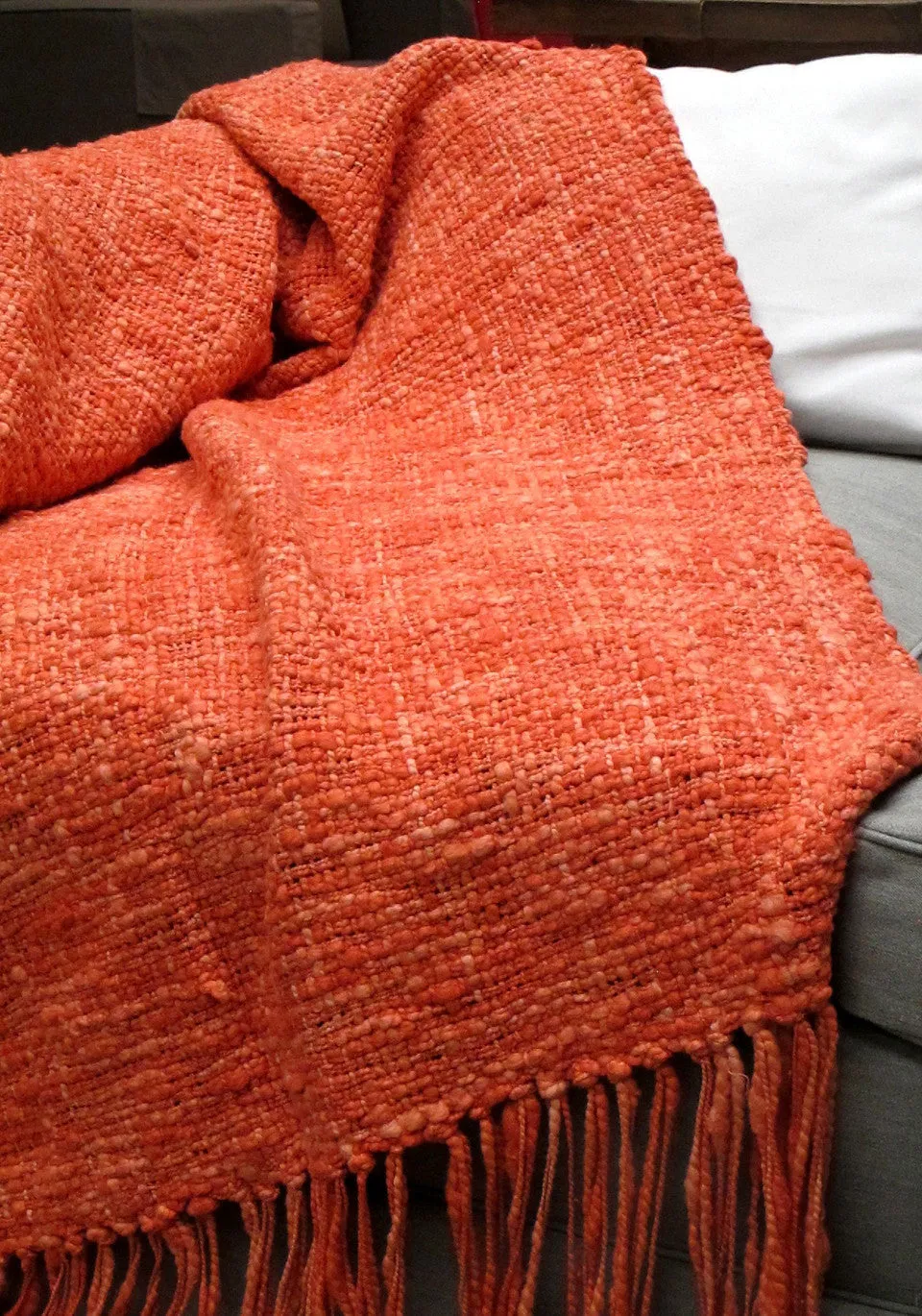 Coral Rustic Cotton Throw Blanket