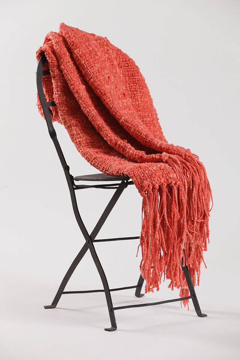 Coral Rustic Cotton Throw Blanket