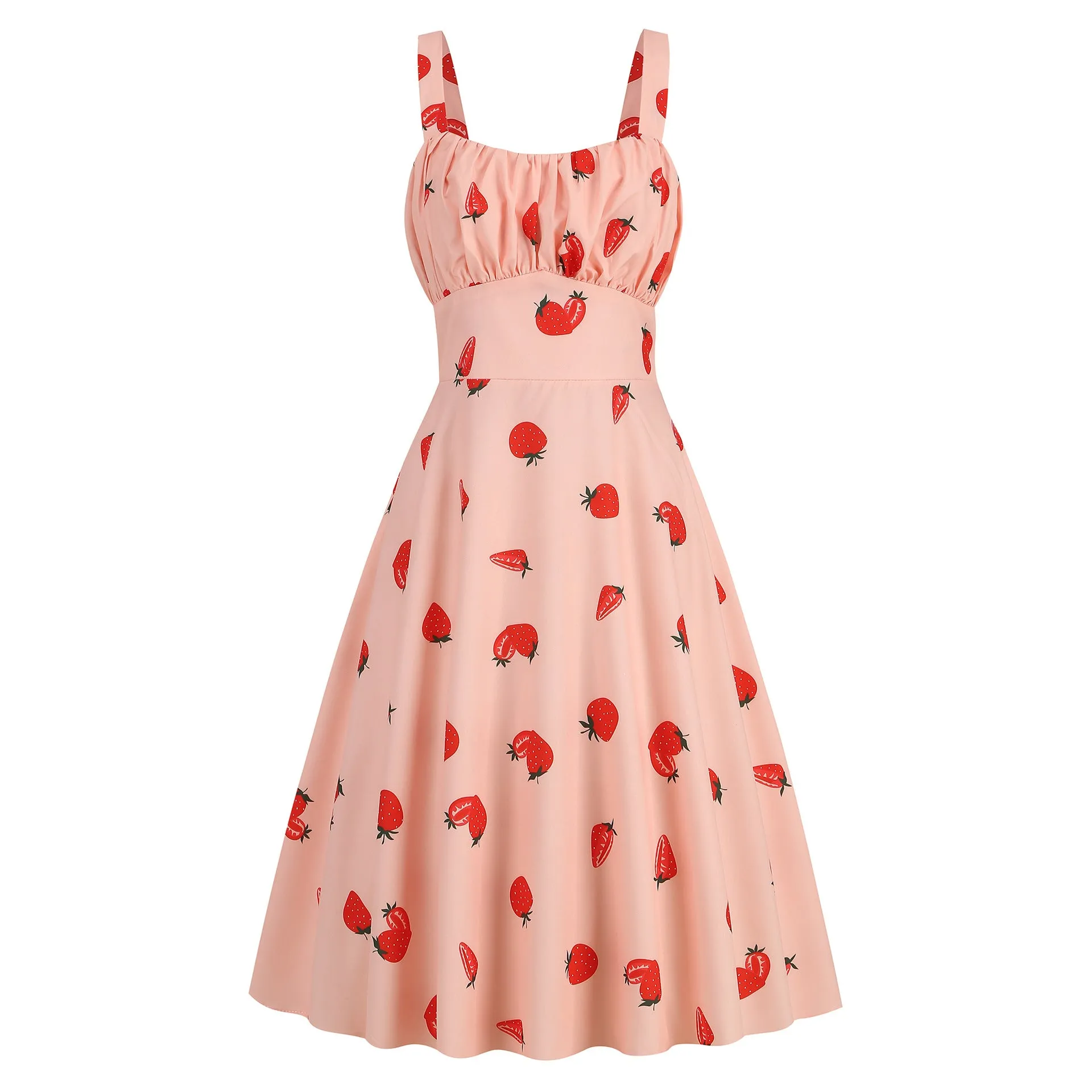 Cute print dress with suspenders