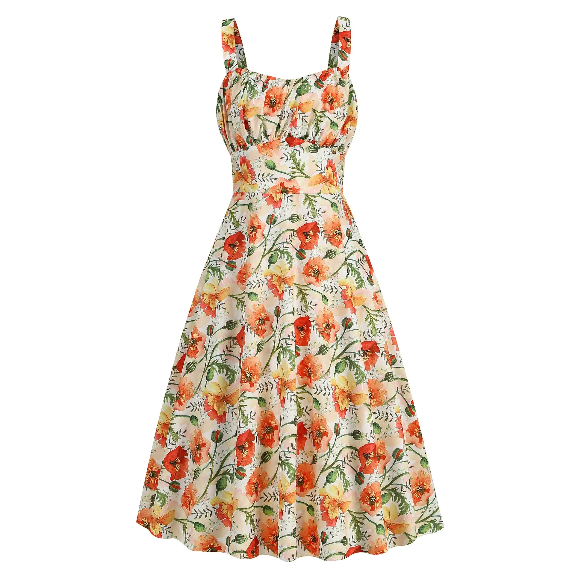 Cute print dress with suspenders
