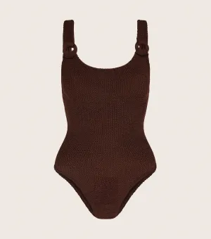 Domino Swim With Tonal Hoops - Metallic Chocolate