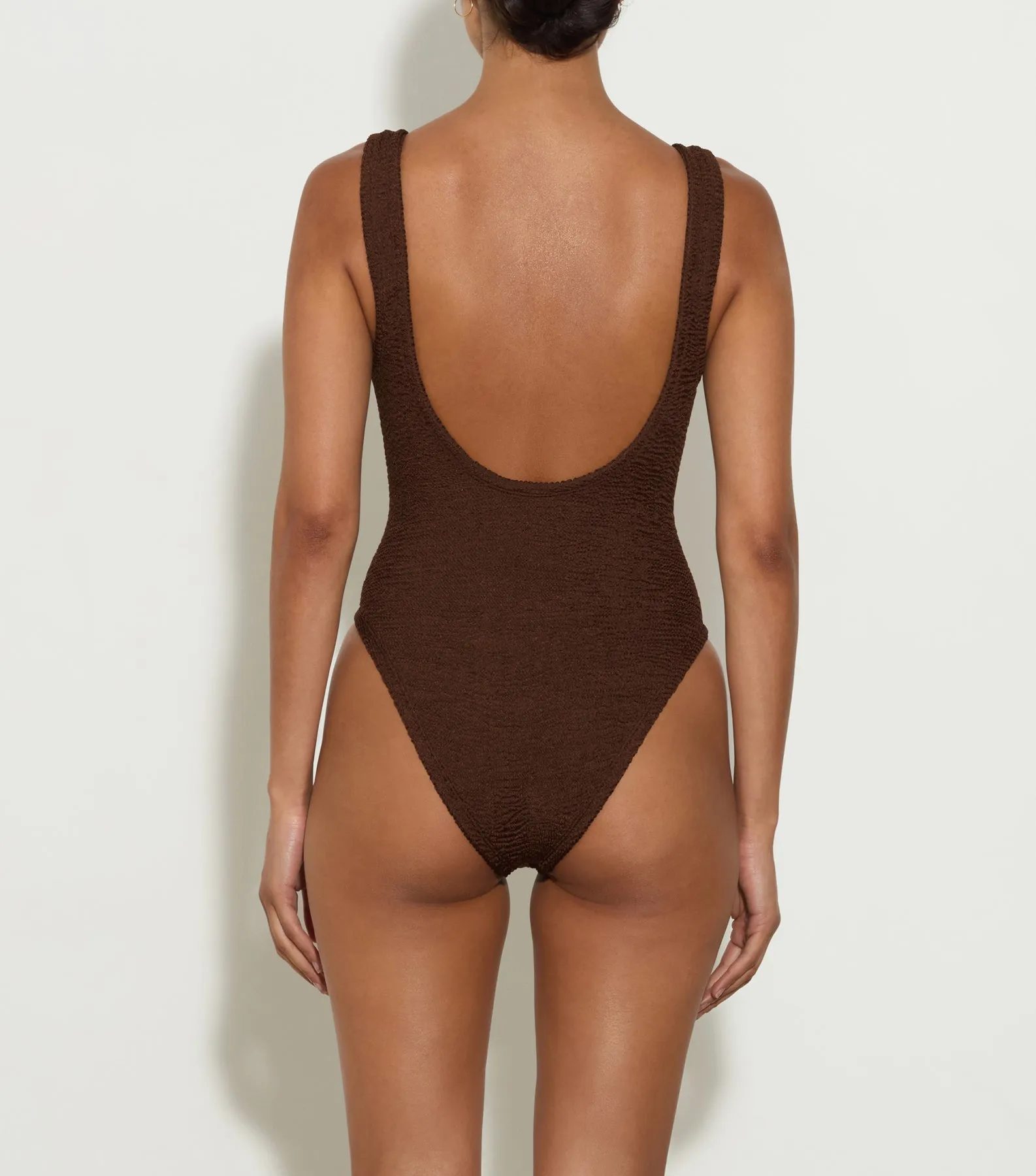 Domino Swim With Tonal Hoops - Metallic Chocolate