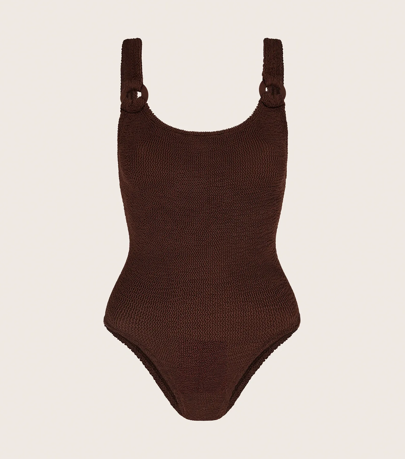 Domino Swim With Tonal Hoops - Metallic Chocolate