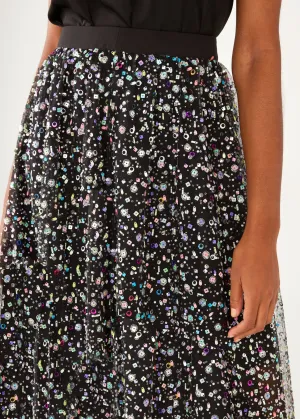 Eden Skirt Black Multi Beaded Tulle