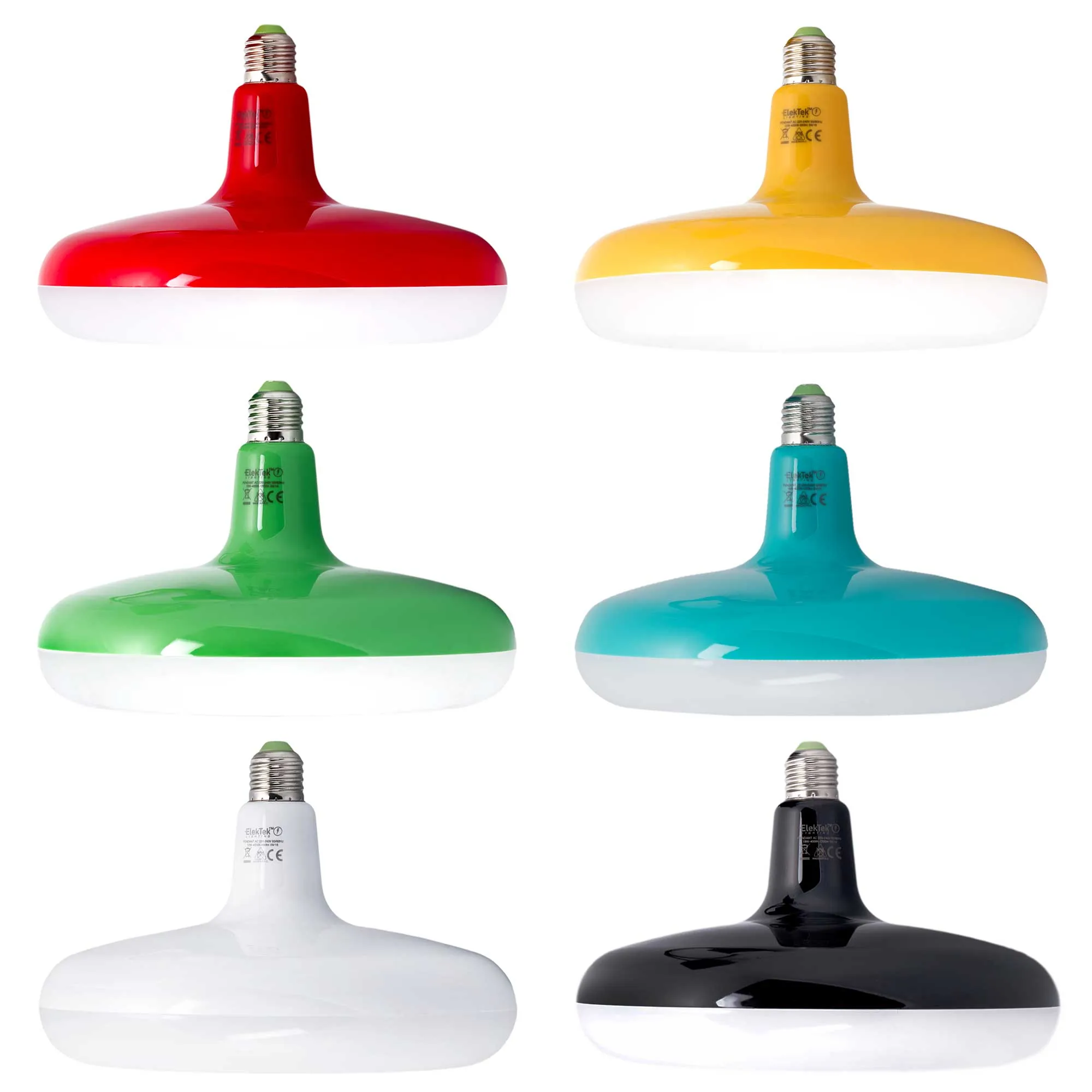 ElekTek Circular LED Lamp Light 220mm Dia 12 and 18 Watt With E27 Ceiling Pendant, Rose & 1m Fabric Flex
