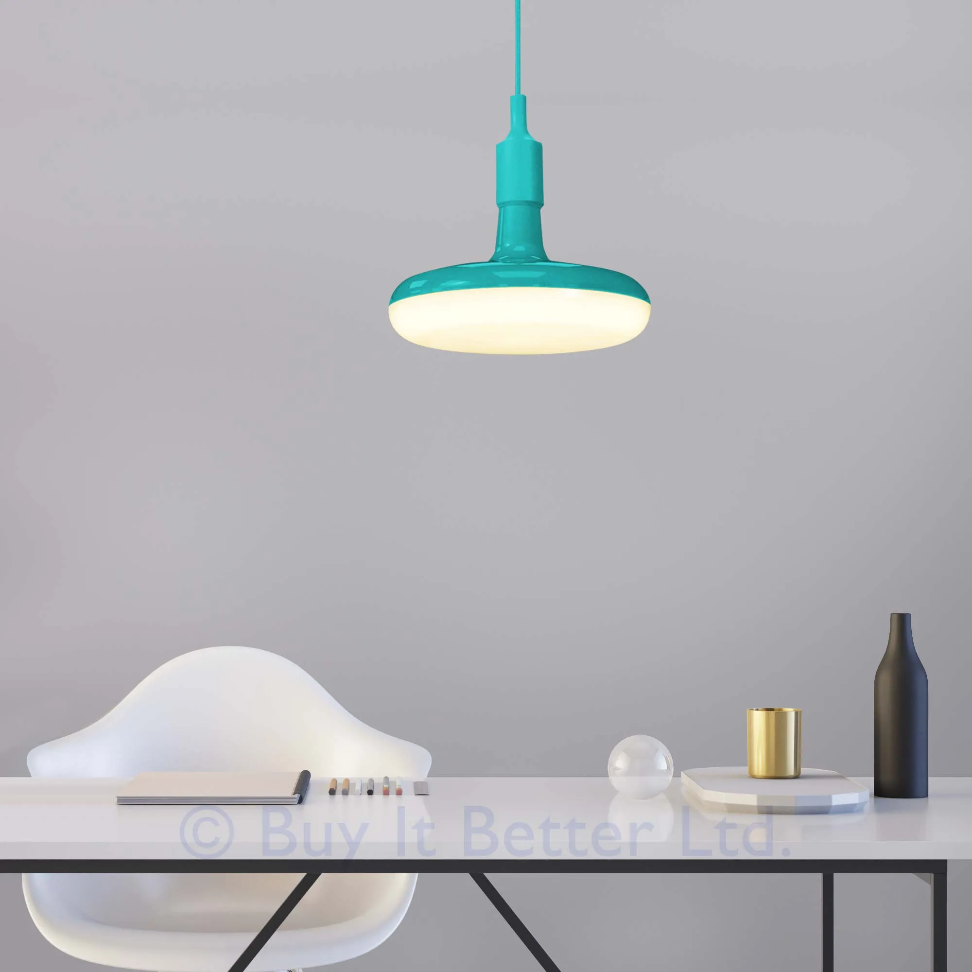 ElekTek Circular LED Lamp Light 220mm Dia 12 and 18 Watt With E27 Ceiling Pendant, Rose & 1m Fabric Flex
