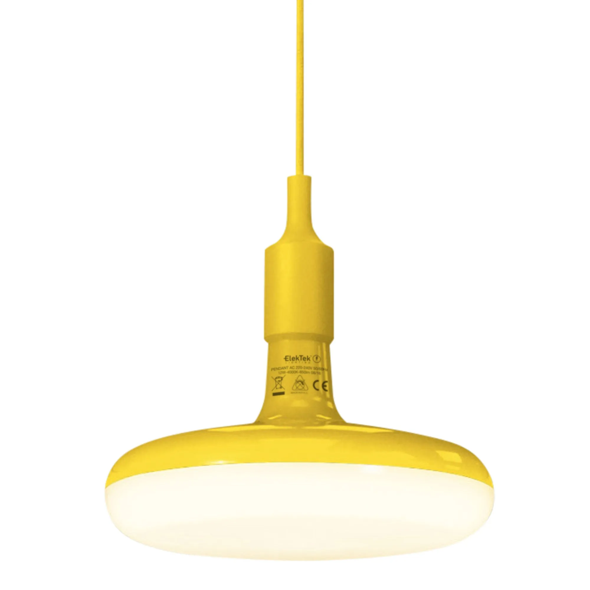 ElekTek Circular LED Lamp Light 220mm Dia 12 and 18 Watt With E27 Ceiling Pendant, Rose & 1m Fabric Flex