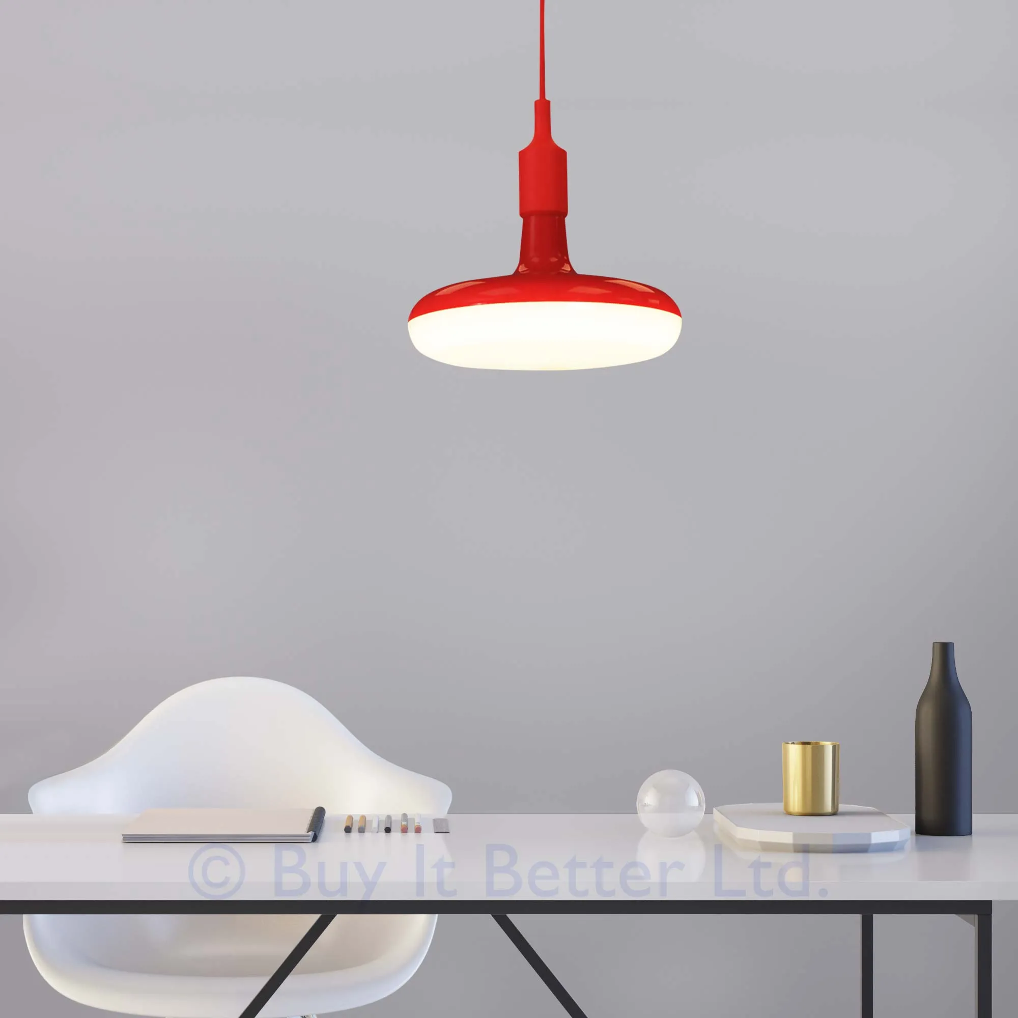 ElekTek Circular LED Lamp Light 220mm Dia 12 and 18 Watt With E27 Ceiling Pendant, Rose & 1m Fabric Flex