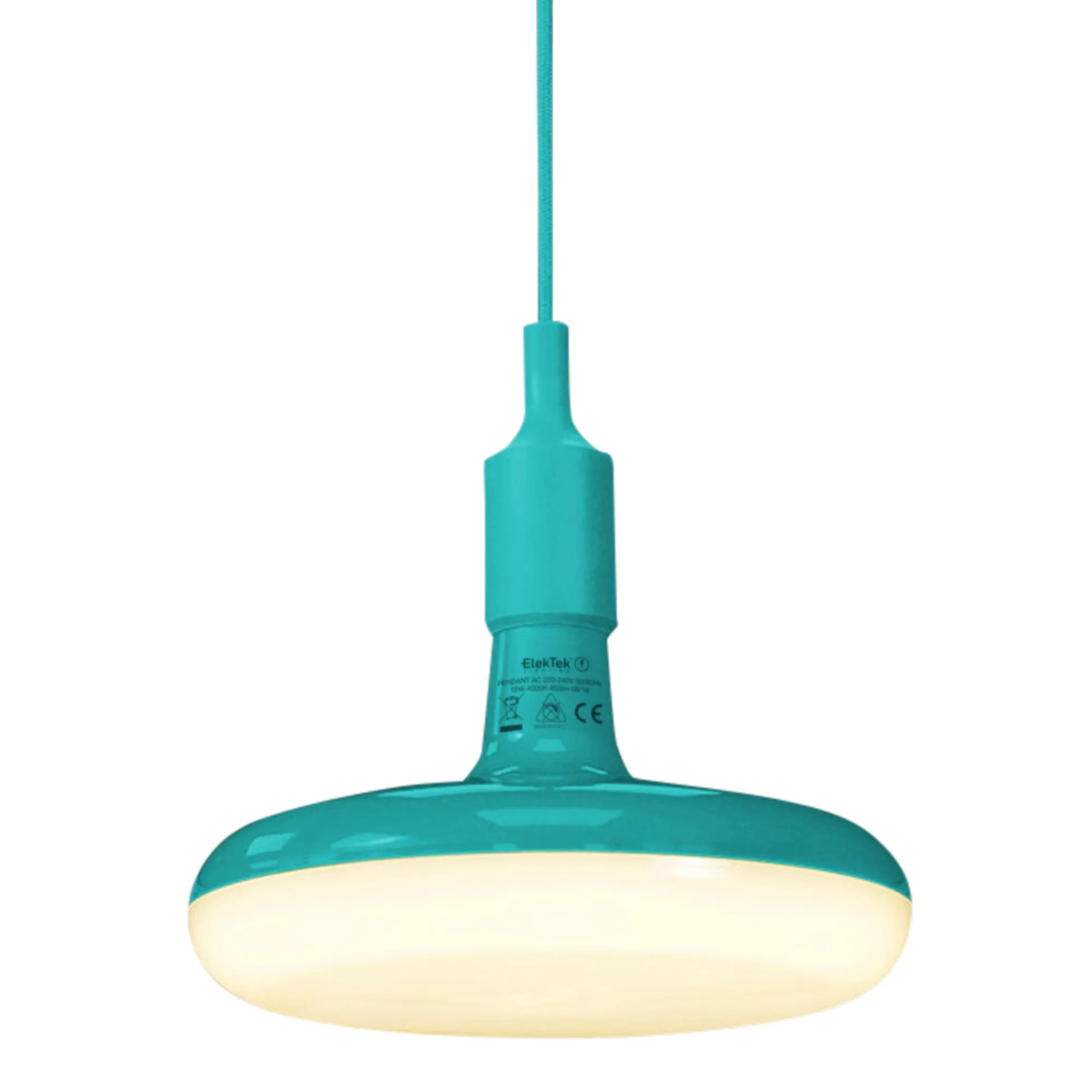 ElekTek Circular LED Lamp Light 220mm Dia 12 and 18 Watt With E27 Ceiling Pendant, Rose & 1m Fabric Flex