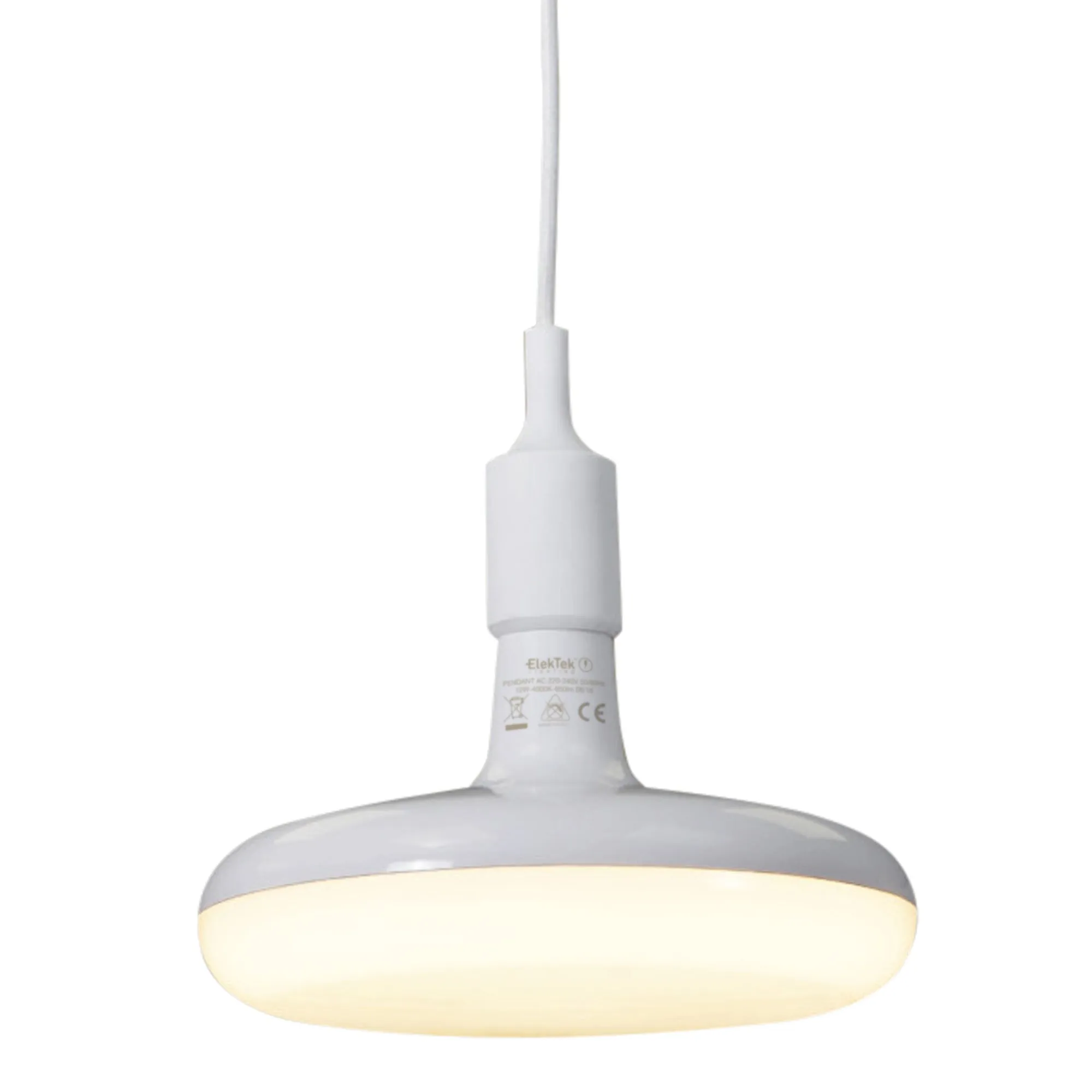 ElekTek Circular LED Lamp Light 220mm Dia 12 and 18 Watt With E27 Ceiling Pendant, Rose & 1m Fabric Flex