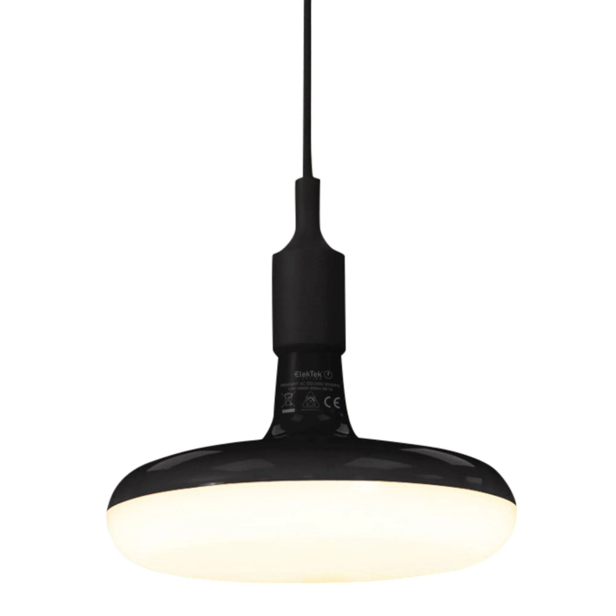 ElekTek Circular LED Lamp Light 220mm Dia 12 and 18 Watt With E27 Ceiling Pendant, Rose & 1m Fabric Flex