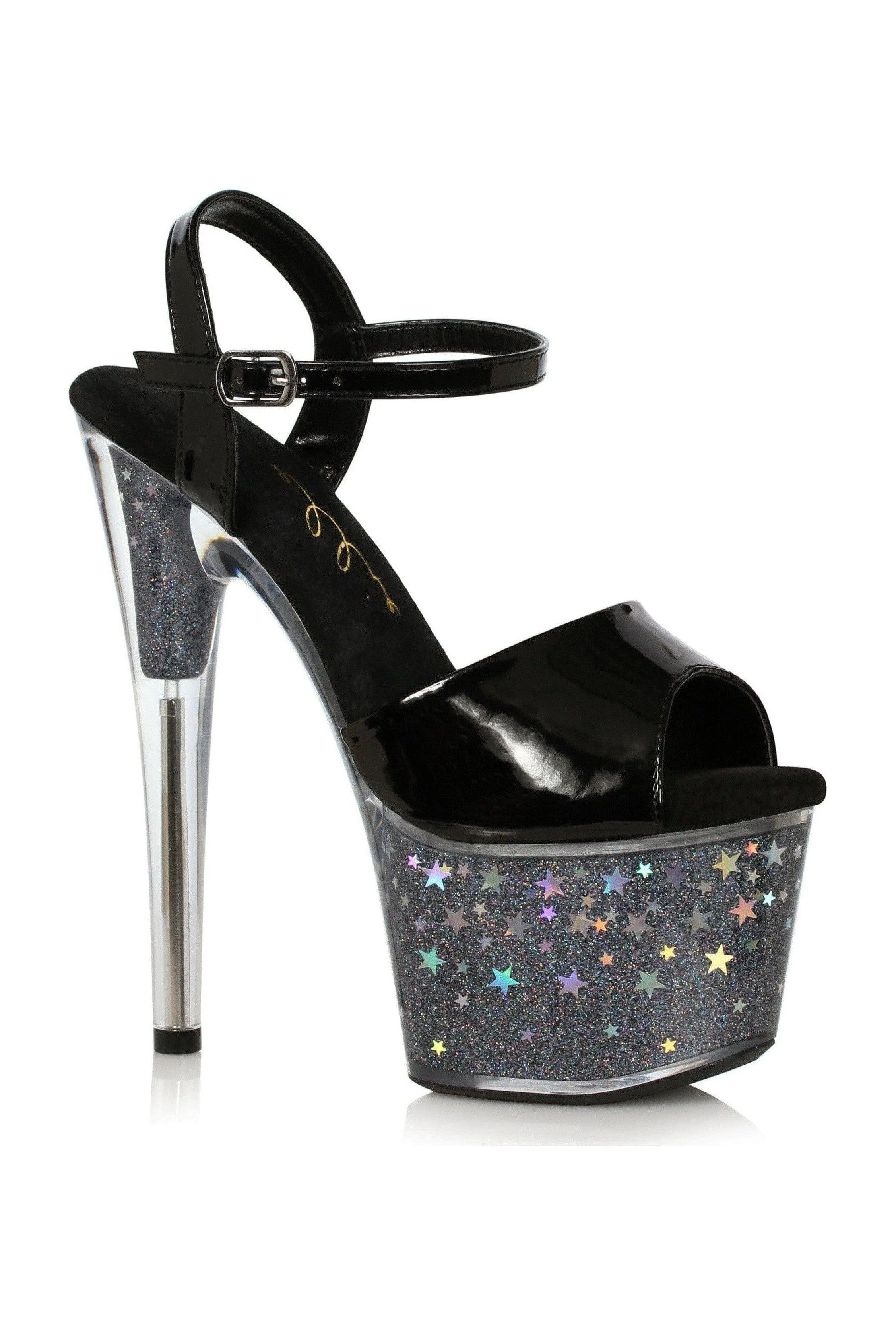 Ellie Shoes 709-MALIA Pointed Stiletto Sandal with Glitter & Star in Platform