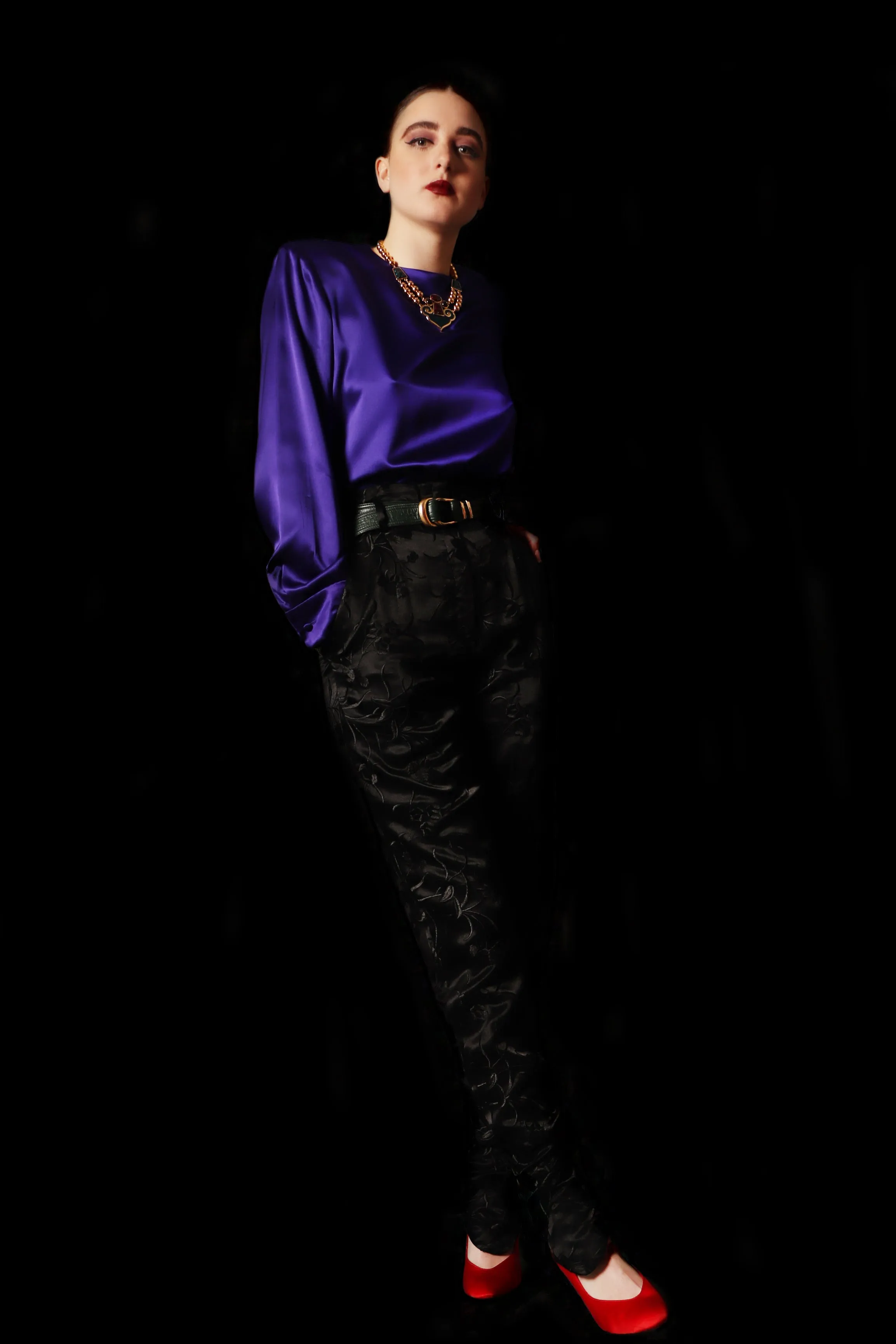 Embroidered Silk Stirrup Pant
