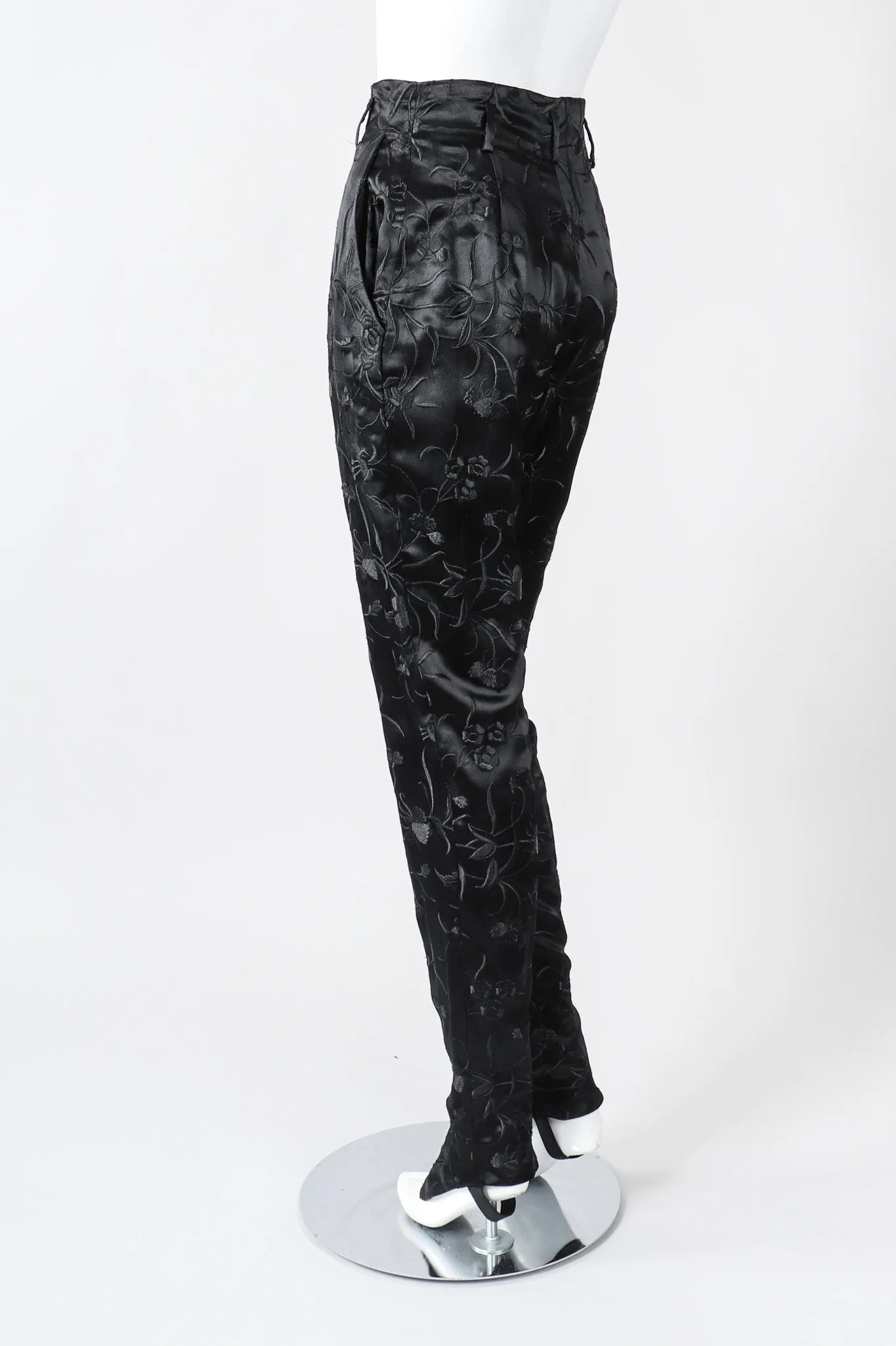 Embroidered Silk Stirrup Pant