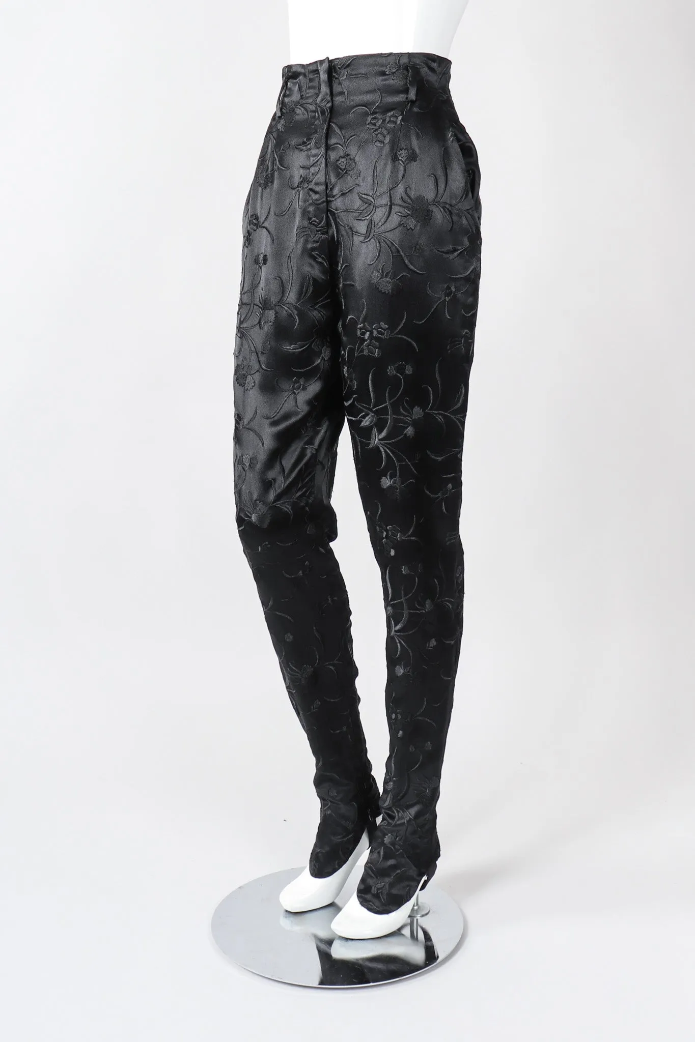 Embroidered Silk Stirrup Pant