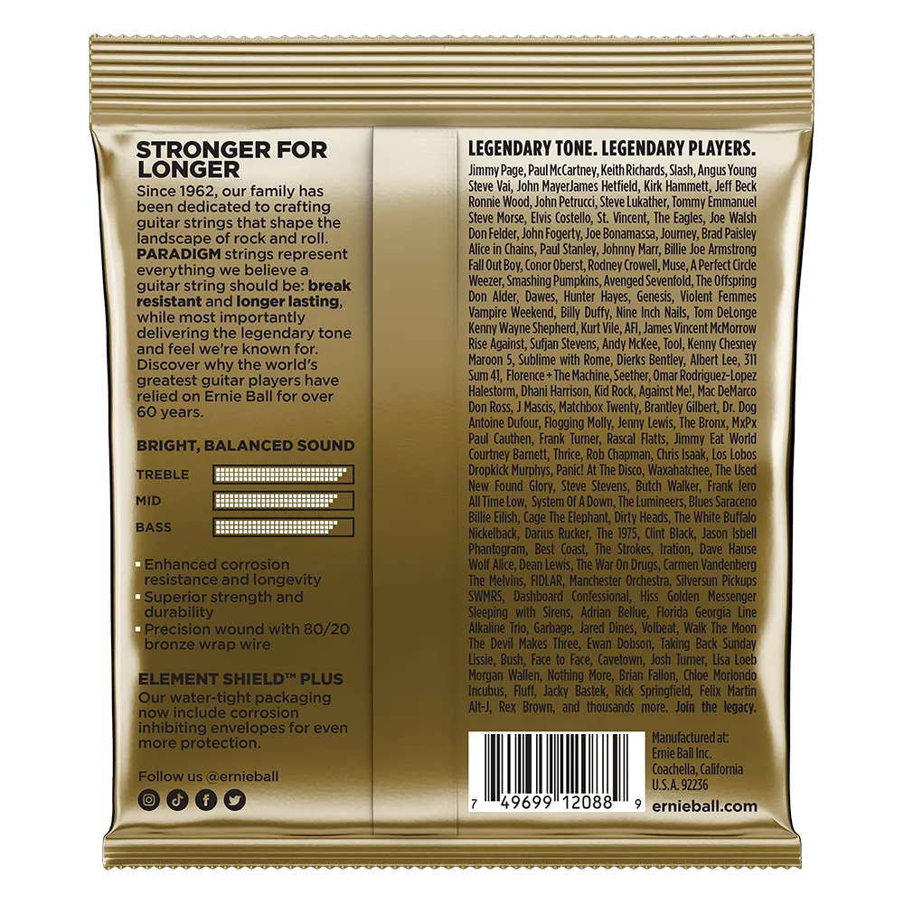 Ernie Ball Paradigm Light 80/20 Bronze Acoustic Guitar Strings 11-52 Gauge