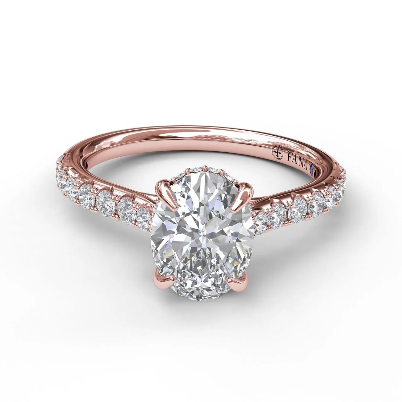 Fana Classic Oval Cut Solitaire With Hidden Halo