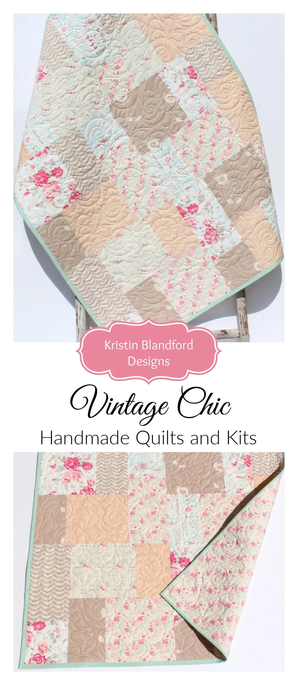 Farmhouse Baby Quilt, Minky Floral Blanket, Roses Crib Bedding, Vintage Chic Flowers