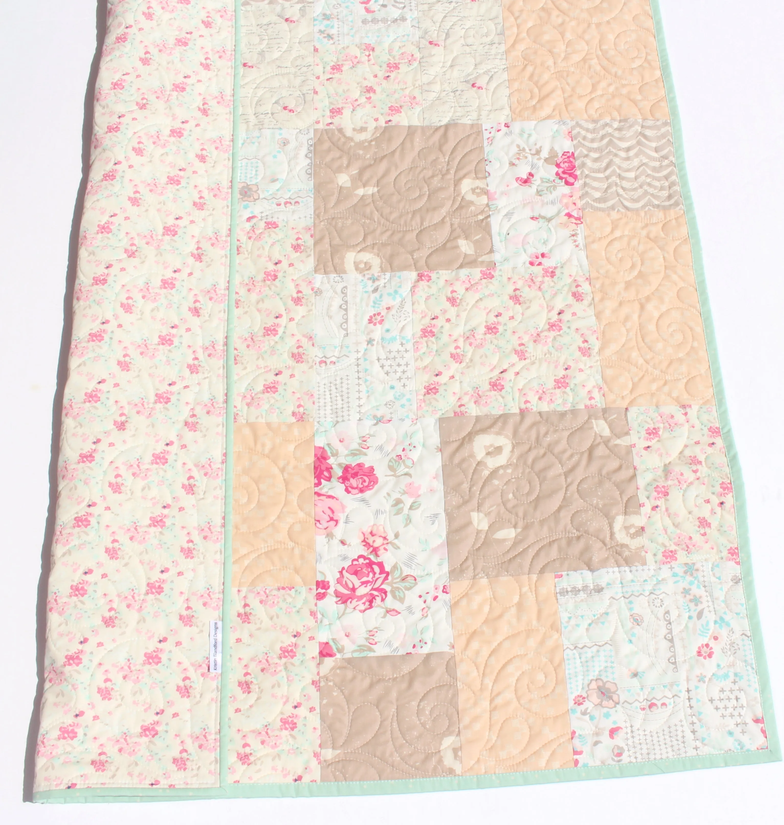 Farmhouse Baby Quilt, Minky Floral Blanket, Roses Crib Bedding, Vintage Chic Flowers