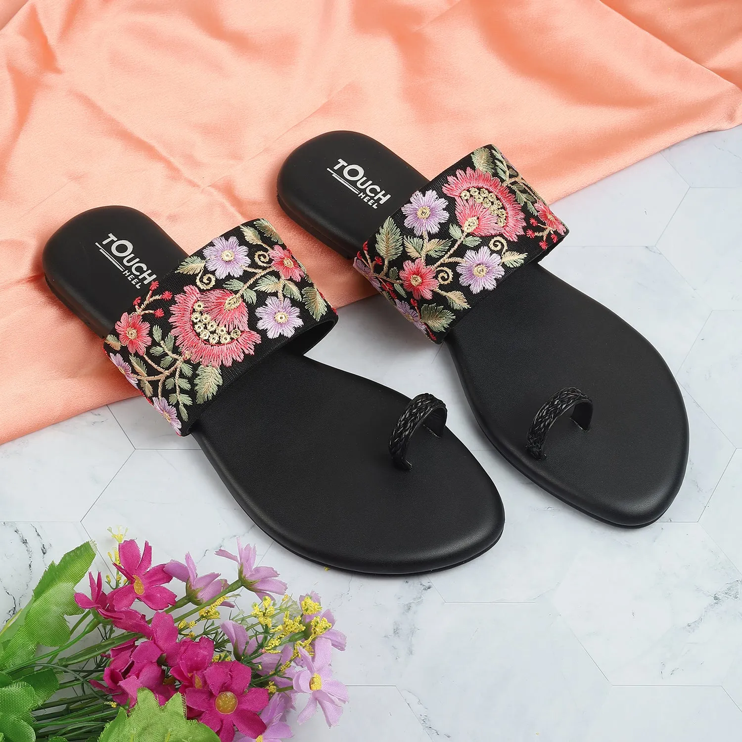 Floral Fusion: Embroidered Sandals