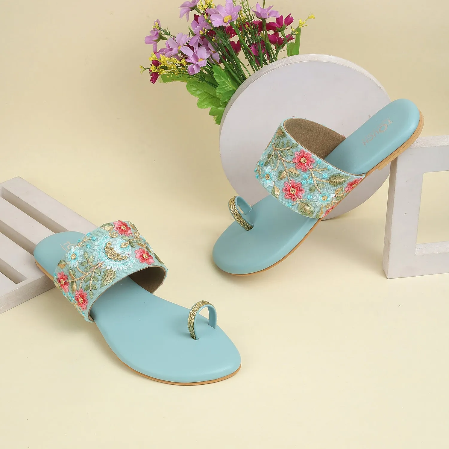 Floral Fusion: Embroidered Sandals