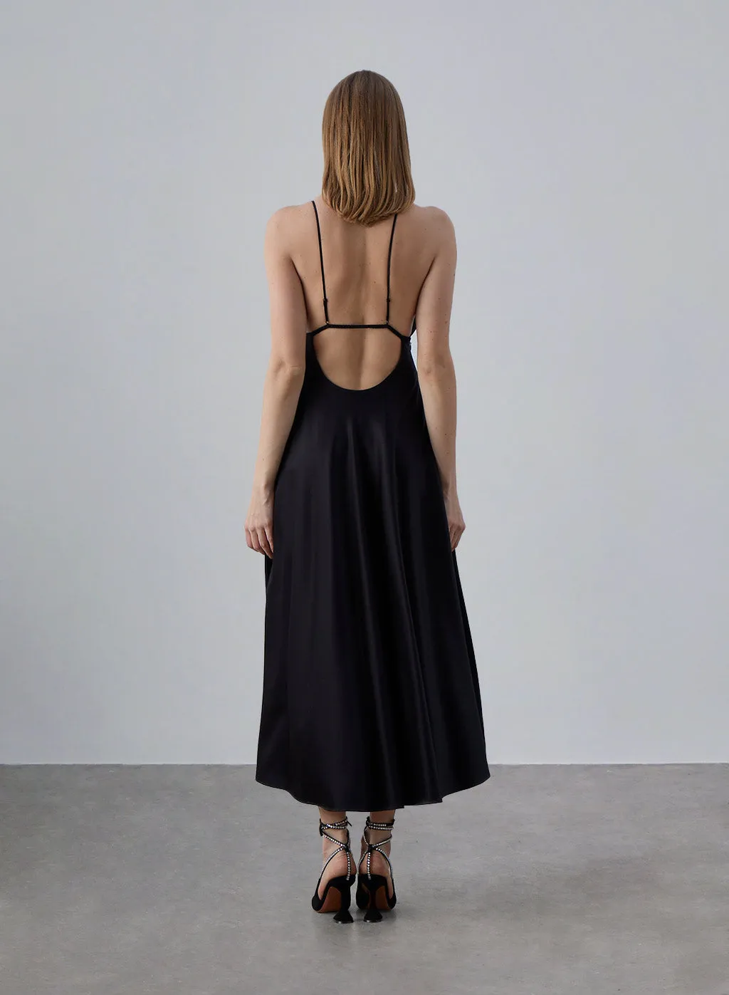 Forever Chic Asymmetric Silky Midi Dress