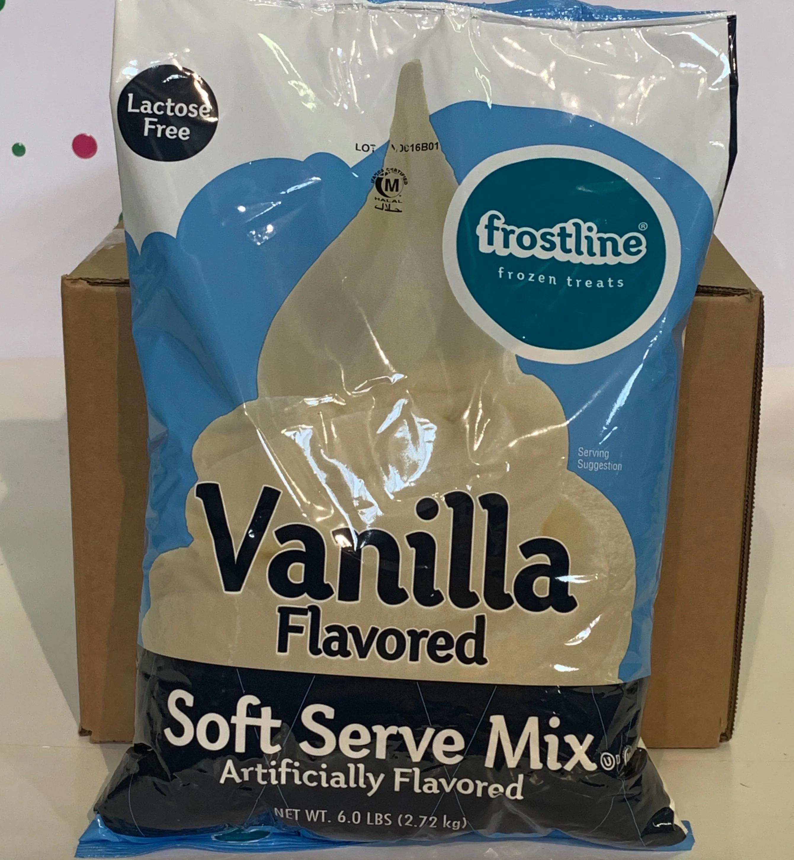 Frostline Vanilla Soft Serve Ice Cream Mix - 6 Lbs. Bag - Case (6 X 6 lbs. Bags) - 56 Cases per Pallet - Canadian Distributor