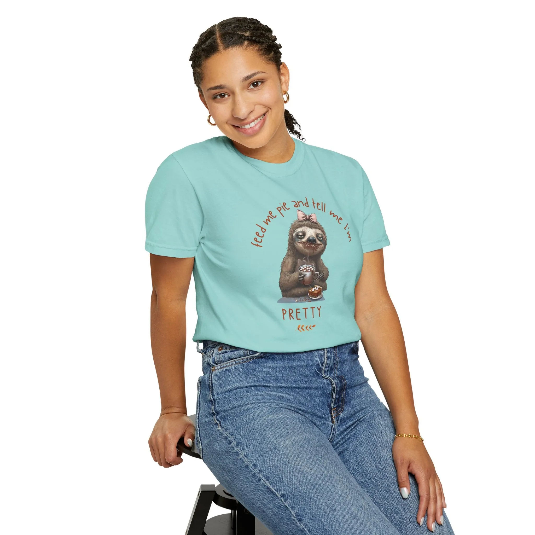 Funny Thanksgiving Feed Me Pie And Tell Me I'm Pretty Women's T-Shirt