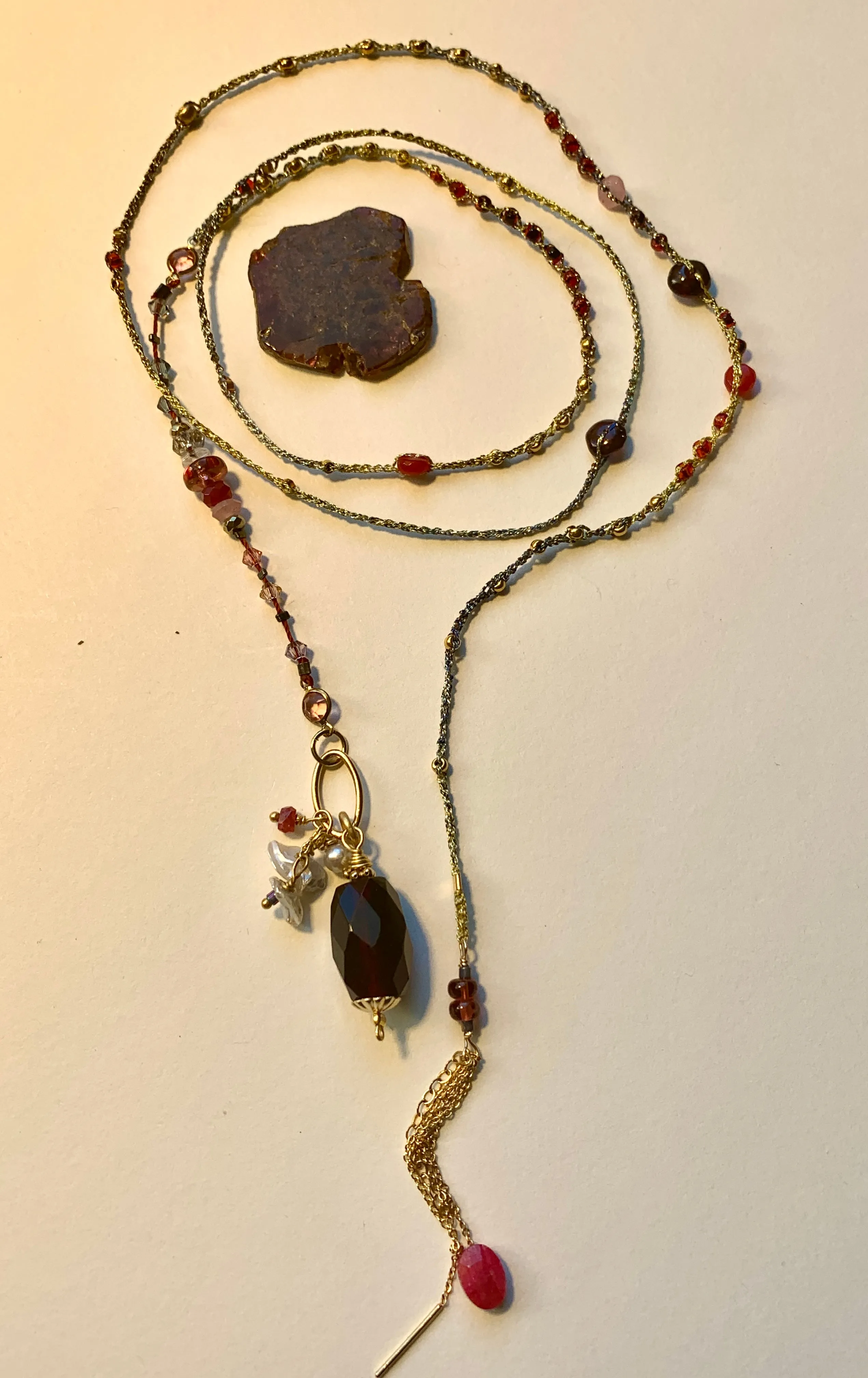 Garnet 7Chakras Lariat with Ruby