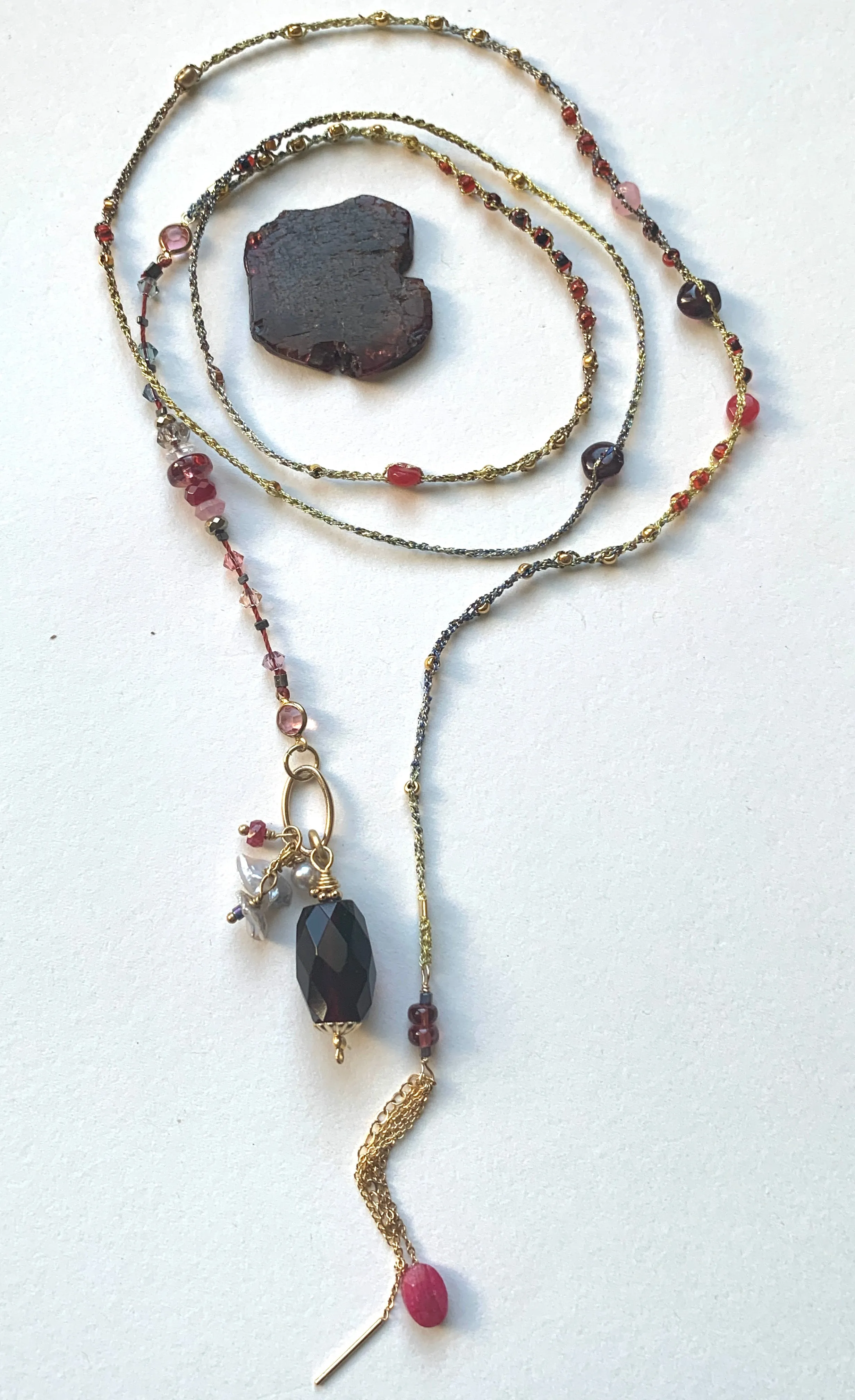 Garnet 7Chakras Lariat with Ruby