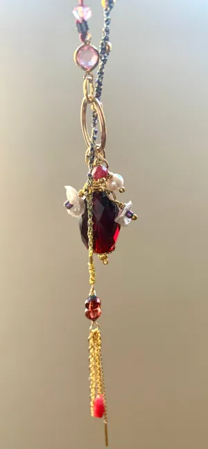 Garnet 7Chakras Lariat with Ruby