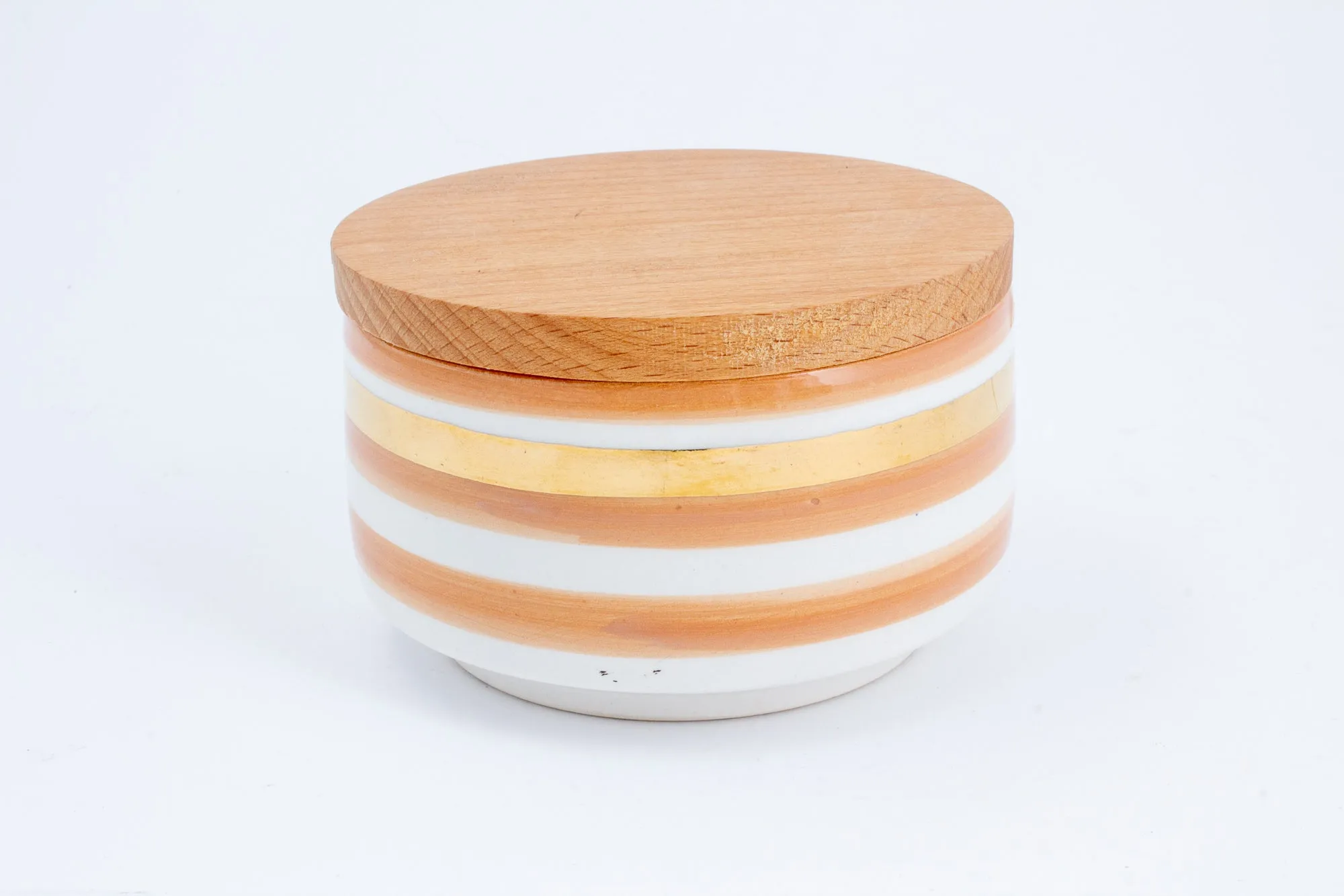 Handmade Nude Glazed Moroccan Ceramic Boxes with 12K Gold Accents