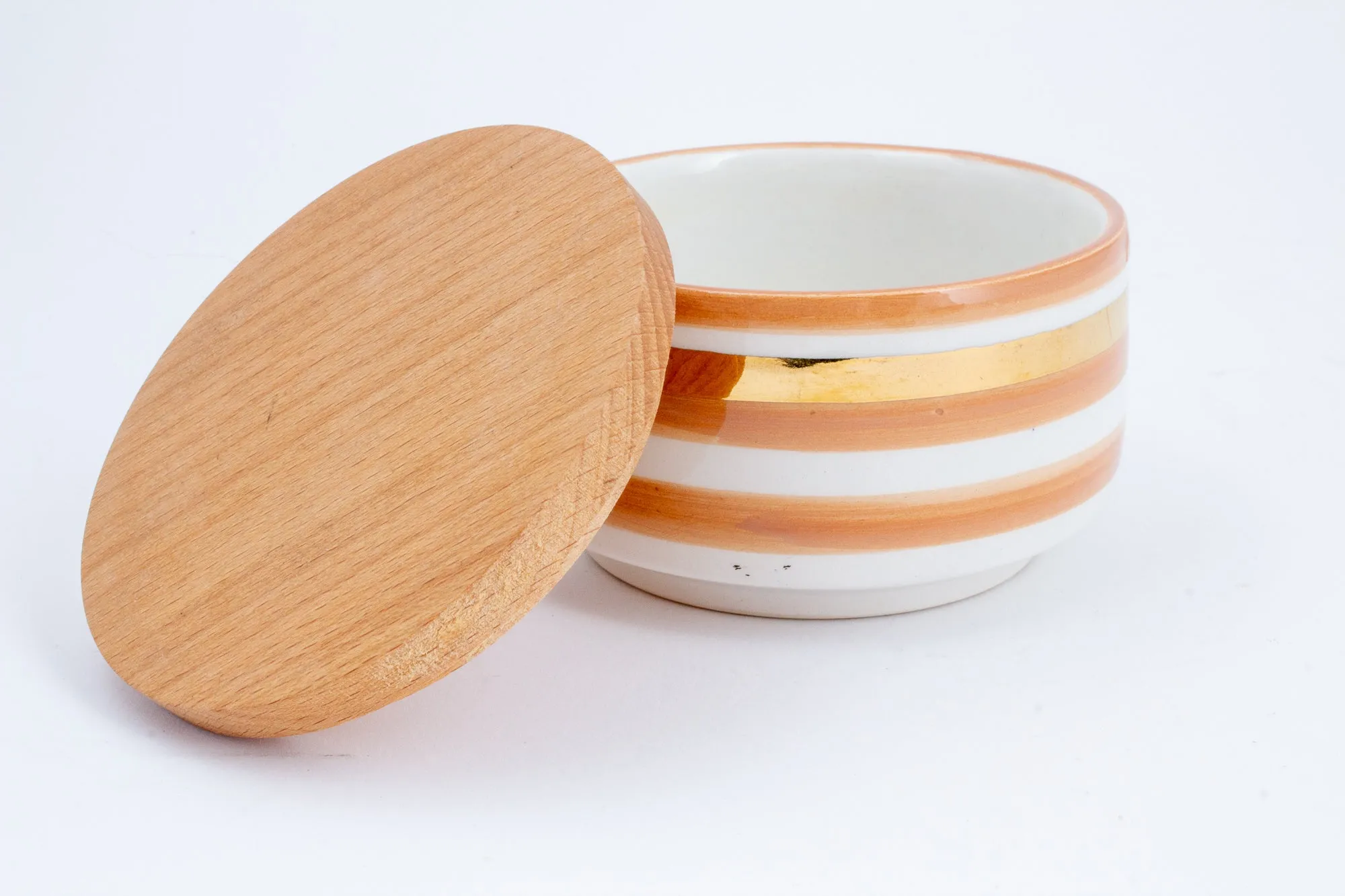 Handmade Nude Glazed Moroccan Ceramic Boxes with 12K Gold Accents