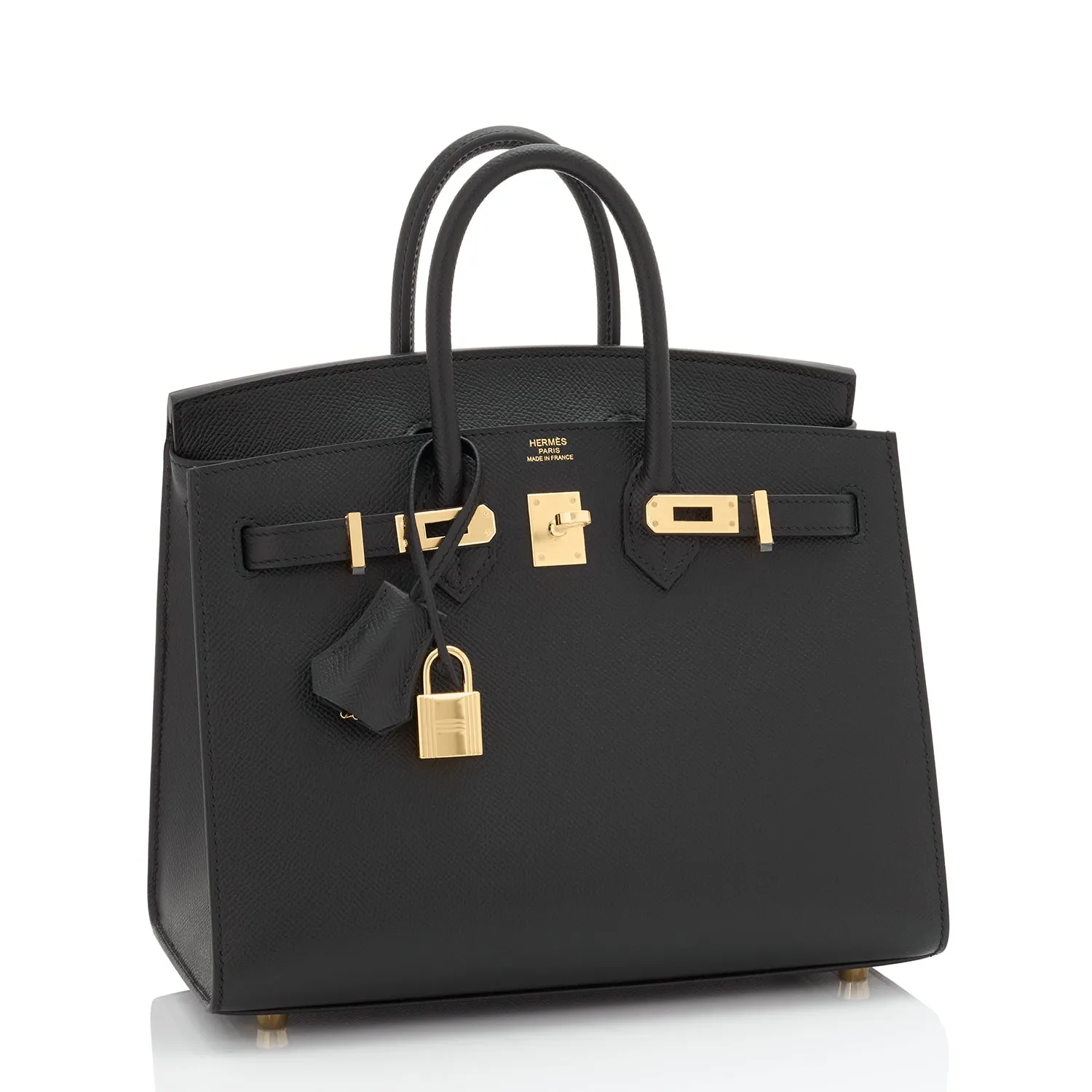 Hermes Birkin 25 Sellier Black Epsom Gold Hardware